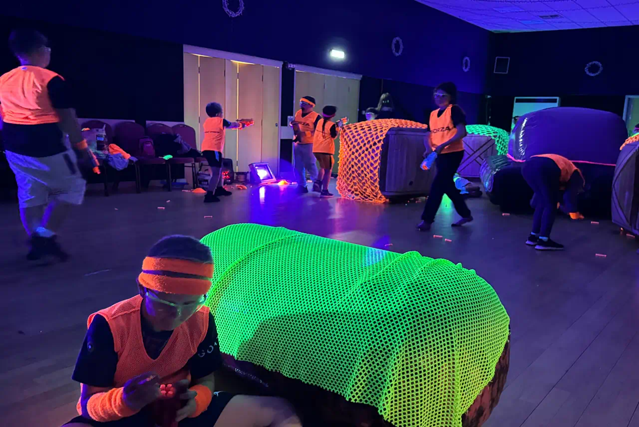 glow party with nerf guns